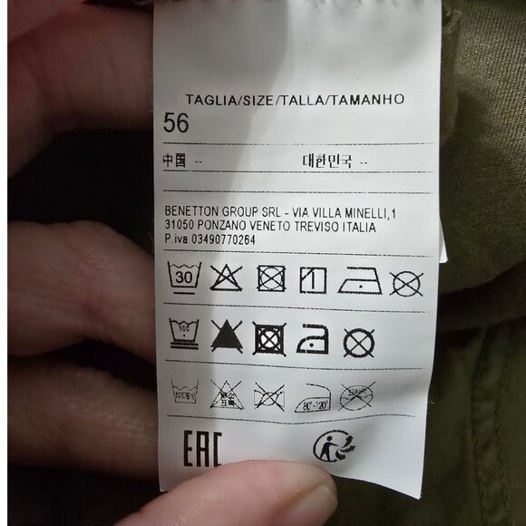 United Colors of Benetton Patterned Tapered Leg Pants In Olive Sz 56 (XXL) - Picture 8 of 10